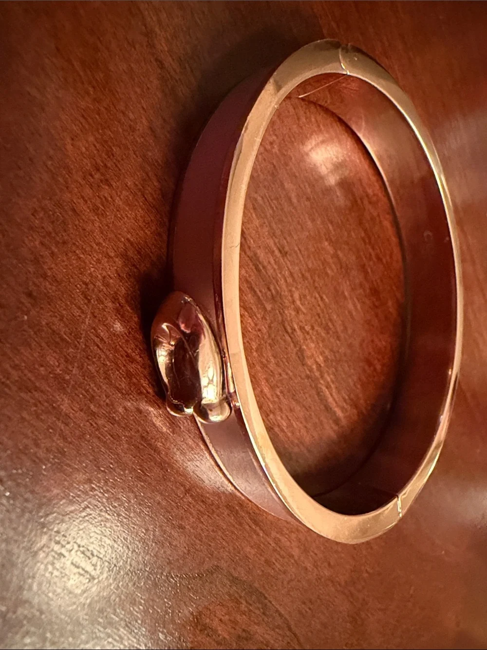 Coach Pale Pink Enamel Bangle with Gold-Tone Accents
